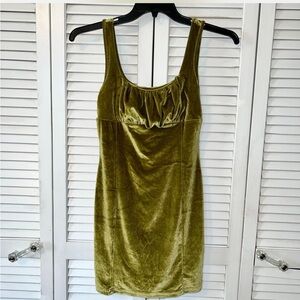 Velour Ruched Bust Green Dress